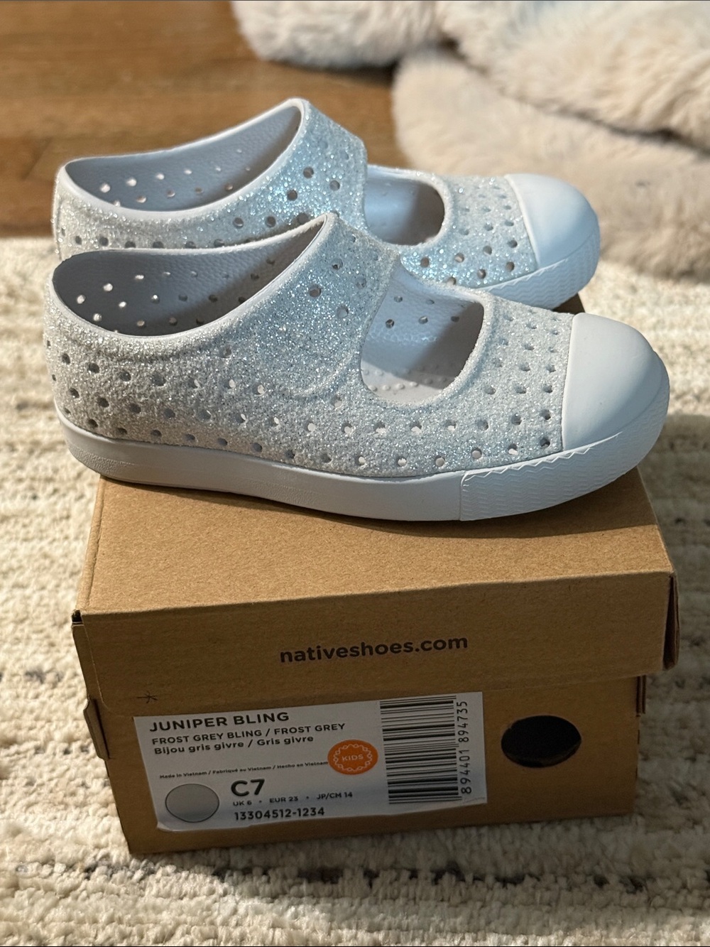 Native Juniper Bling Kids Sneakers in Frost Grey